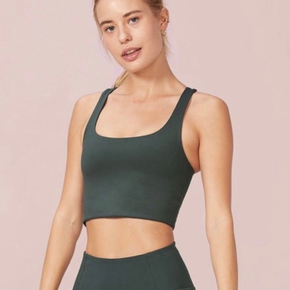 girlfriend collective Dark Green Scoop Neck Sports Bra